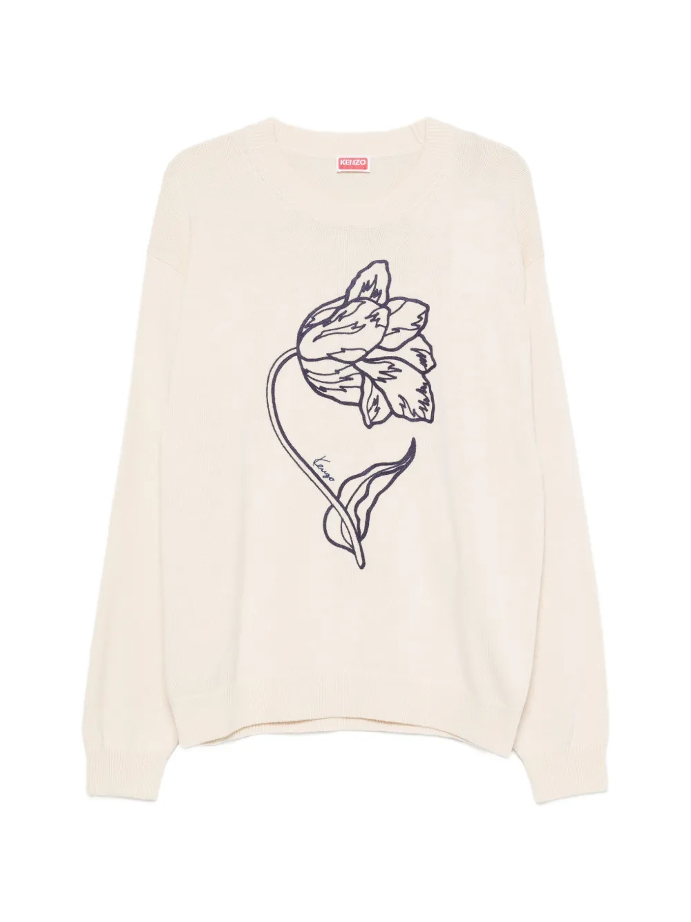 Kenzo floral-embroidered sweater - Nude