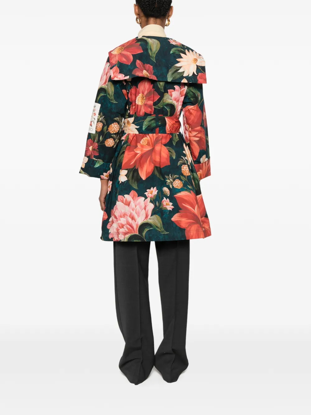 Barbour x Farm Rio Gardenia jas met bloemenprint en ceintuur Blauw