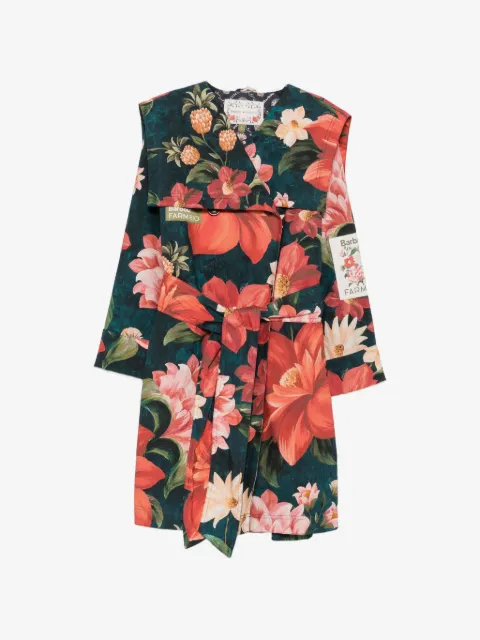 Barbour x Farm Rio Gardenia floral-print belted coat