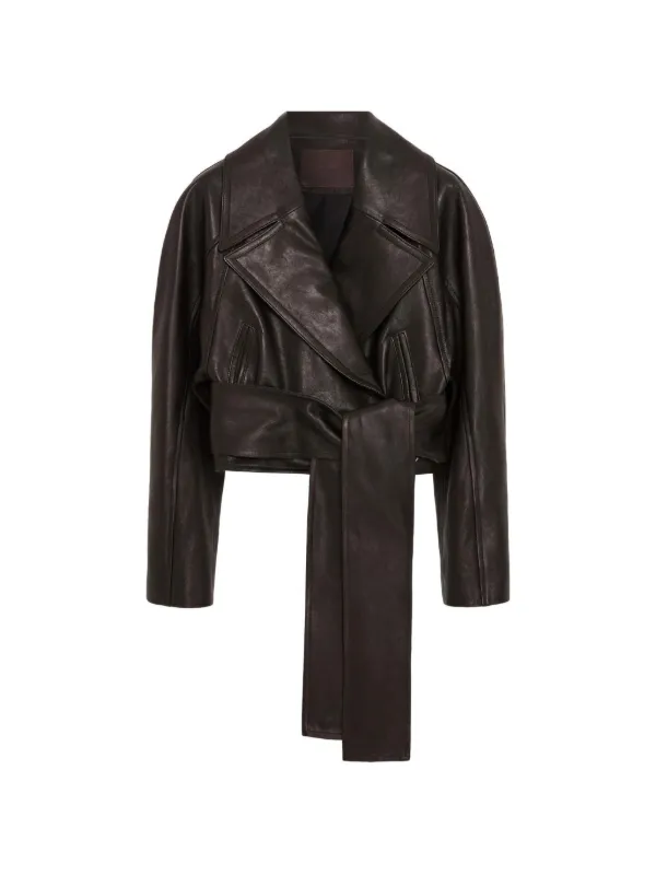 16Arlington Palmer Belted Leather Jacket in Brown