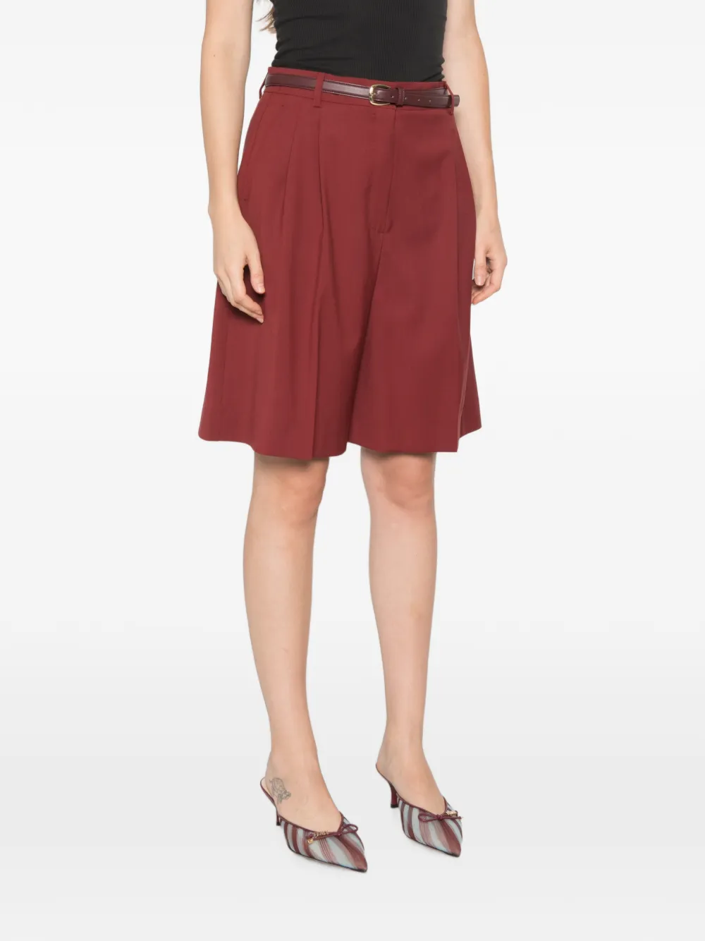 Max Mara Mstadorno geplooide shorts met ceintuur Rood