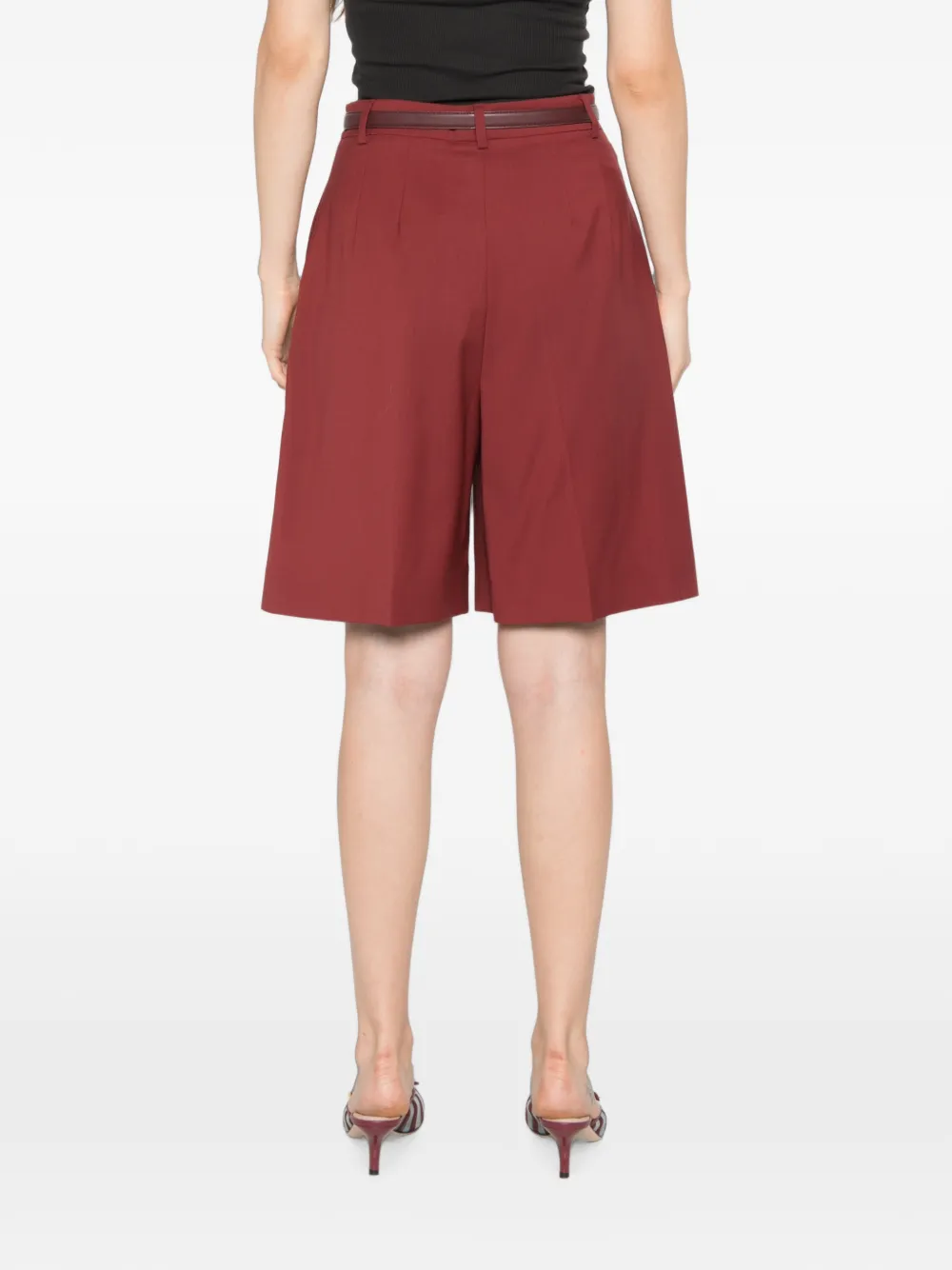 Max Mara Mstadorno geplooide shorts met ceintuur Rood
