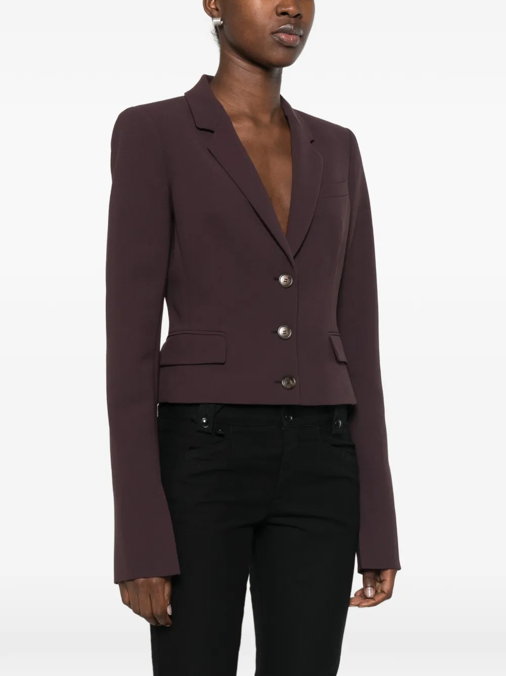 THE ANDAMANE Zefira cropped blazer met enkele rij knopen Rood
