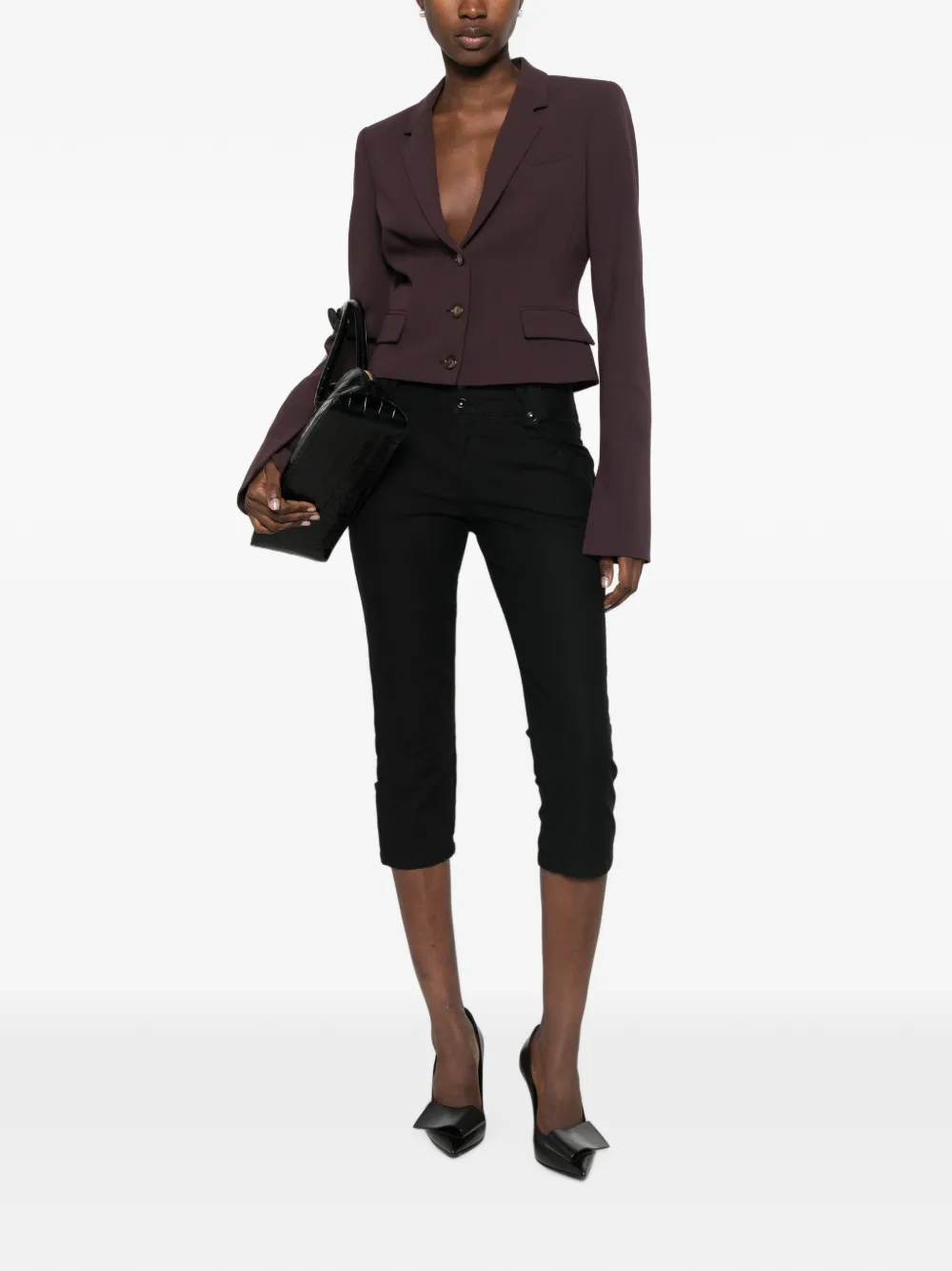 THE ANDAMANE Zefira cropped blazer met enkele rij knopen Rood