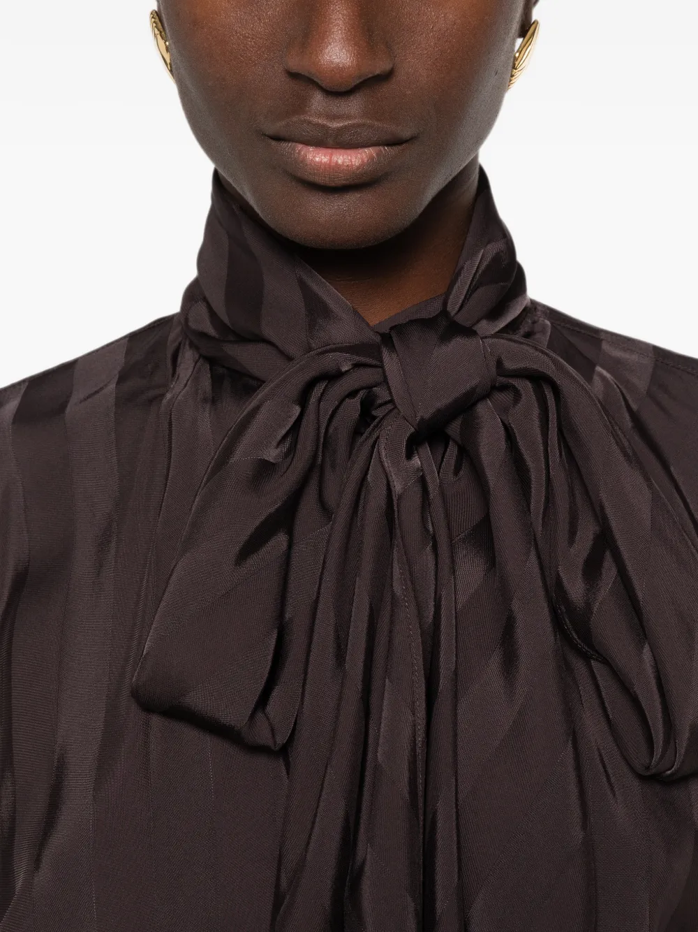 Sportmax Corsaro gestreepte blouse met strik Bruin