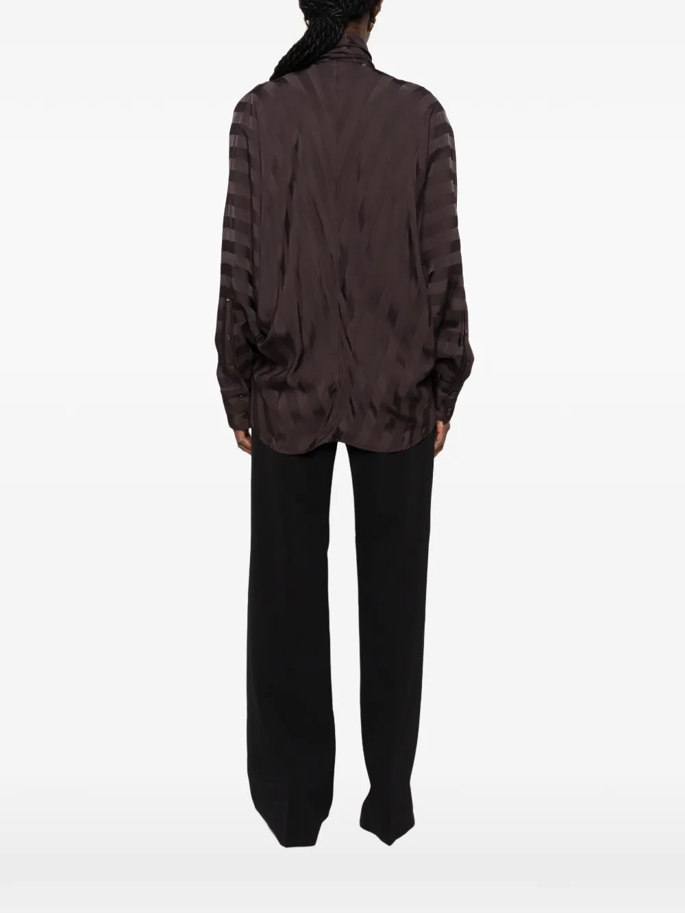 Sportmax Corsaro gestreepte blouse met strik Bruin