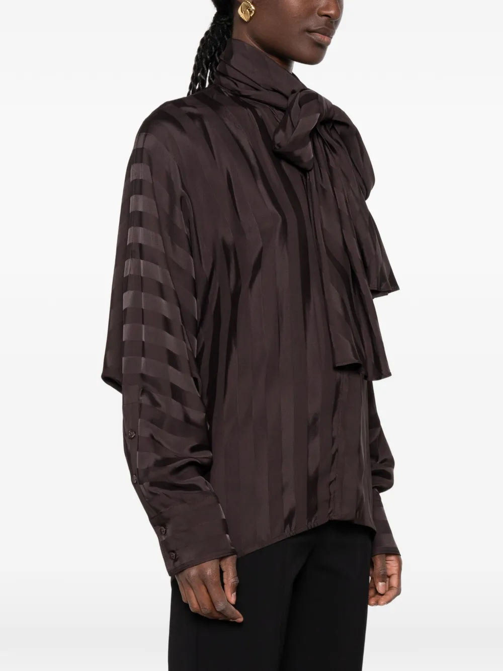 Sportmax Corsaro gestreepte blouse met strik Bruin