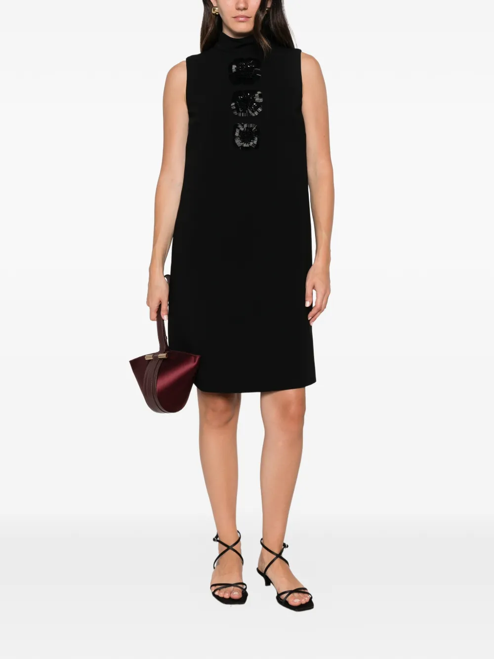 Max Mara Mouwloze mini-jurk met bloemen-patroon Zwart