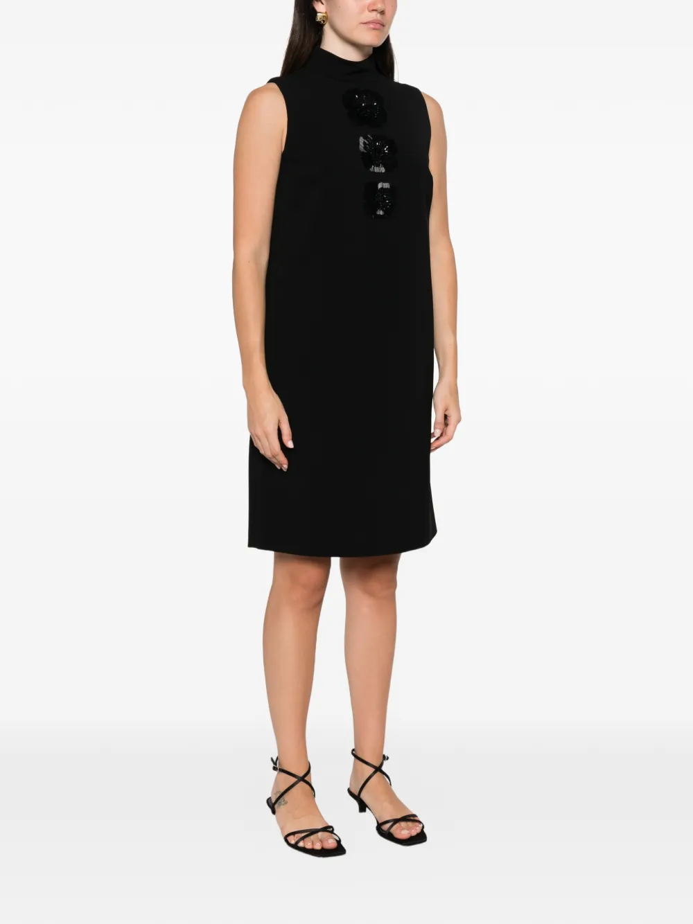 Max Mara Mouwloze mini-jurk met bloemen-patroon Zwart