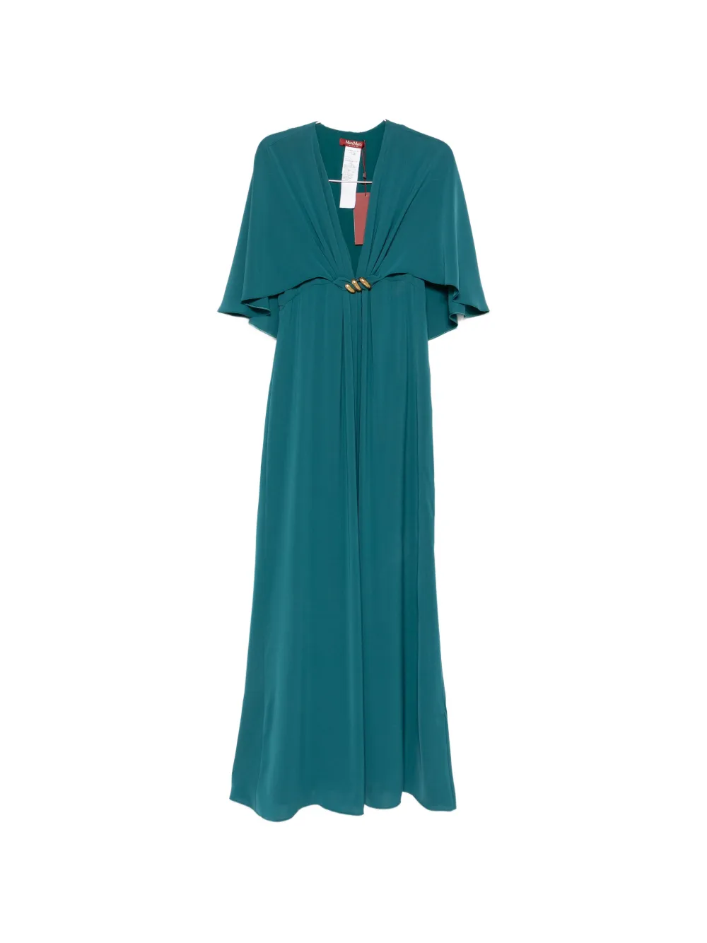 Max Mara cape-effect gold-tone-detail maxi dress - Blau