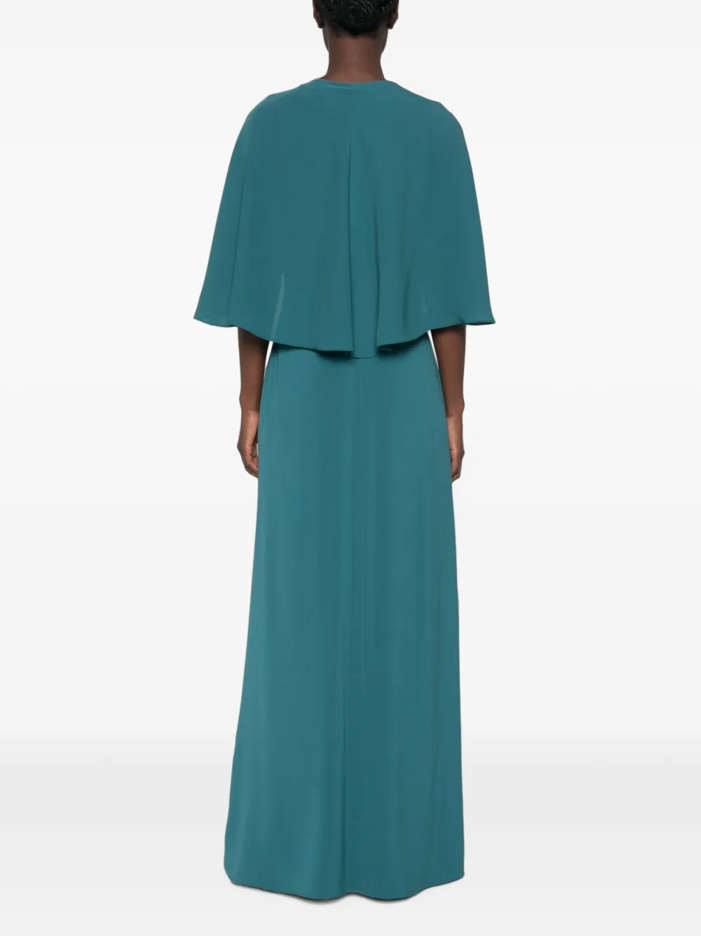 Max Mara Maxi-jurk met goudkleurig detail en cape-effect Blauw