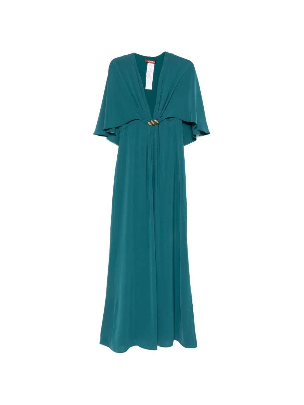 Max Mara cape-effect gold-tone-detail maxi dress - Blau