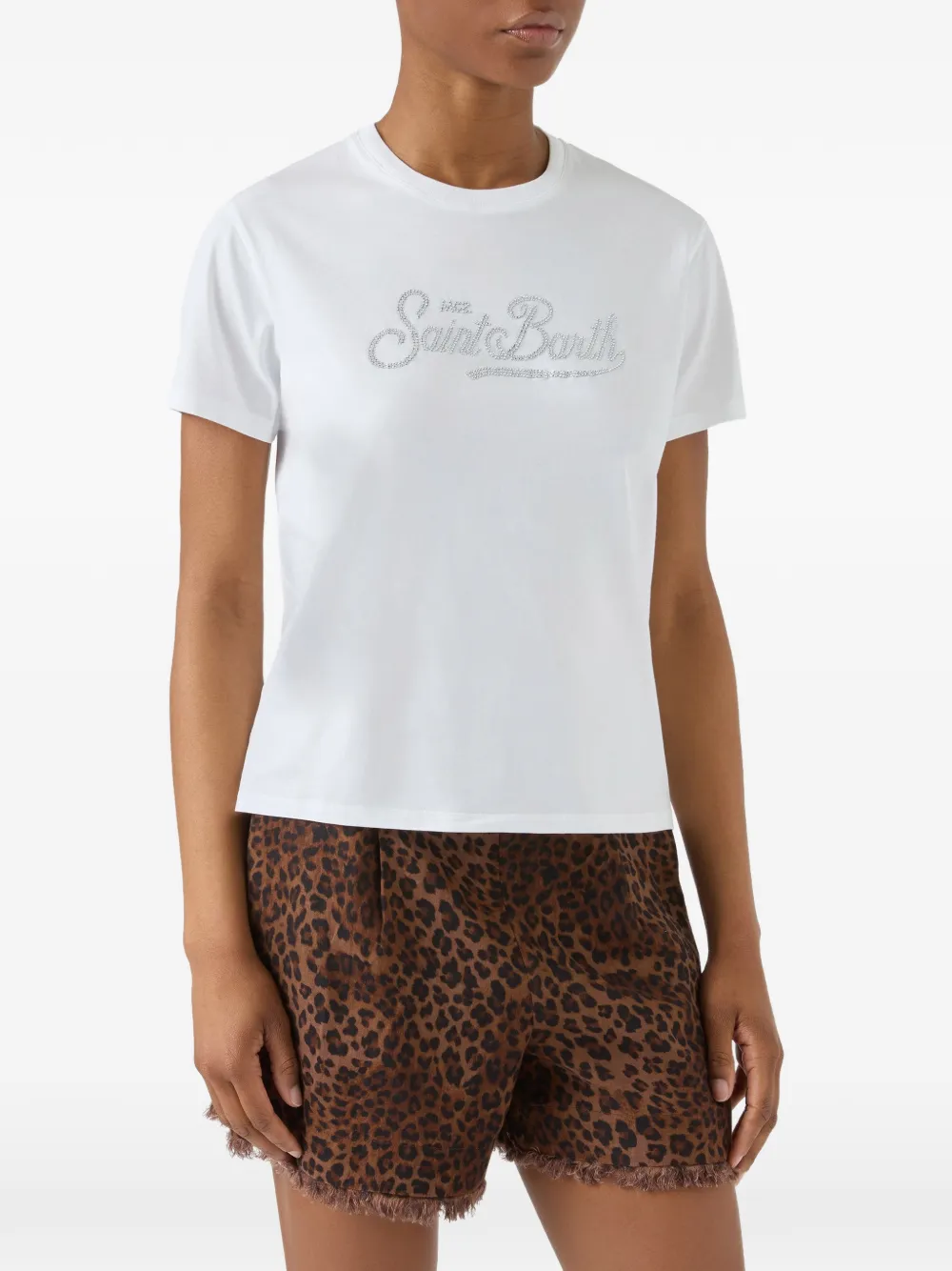 MC2 Saint Barth T-shirt met logo verfraaid met Swarovski-kristallen Wit