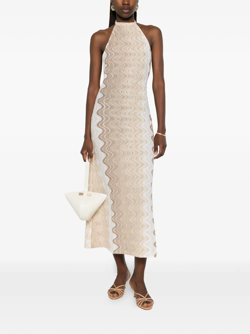Mc2 Saint Barth Chevron-knit Halterneck Dress In Multi