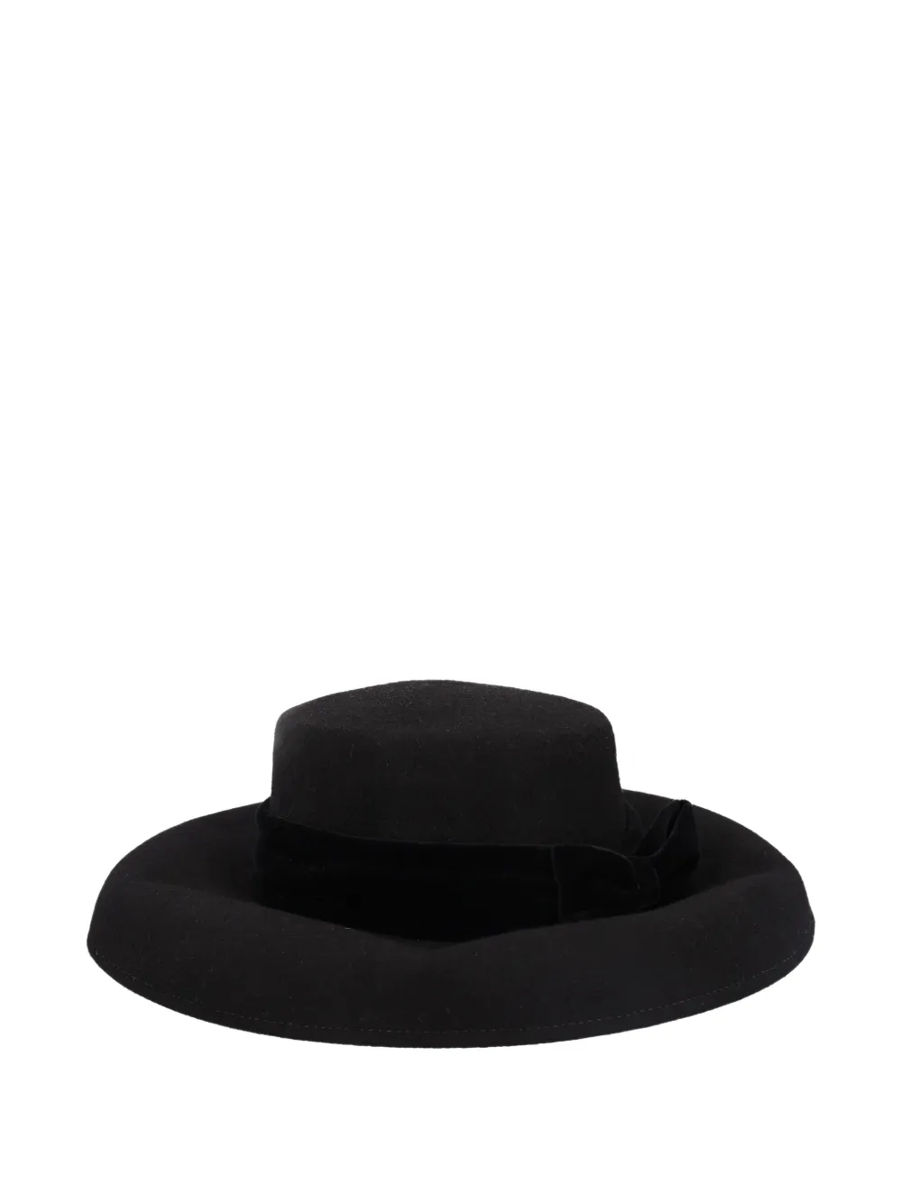 Vintage bow-detail wide-brim hat - Nero