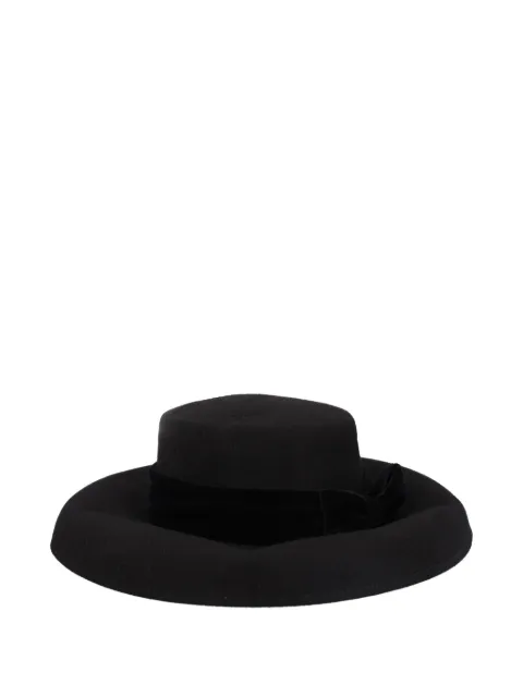 Vintage bow-detail wide-brim hat