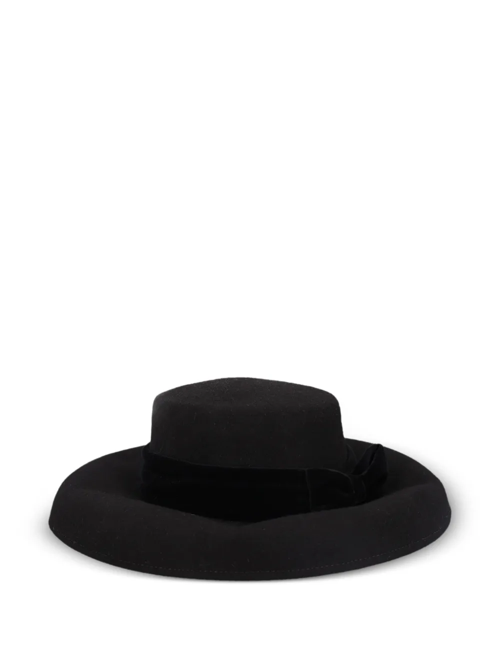Vintage bow-detail wide-brim hat - Nero