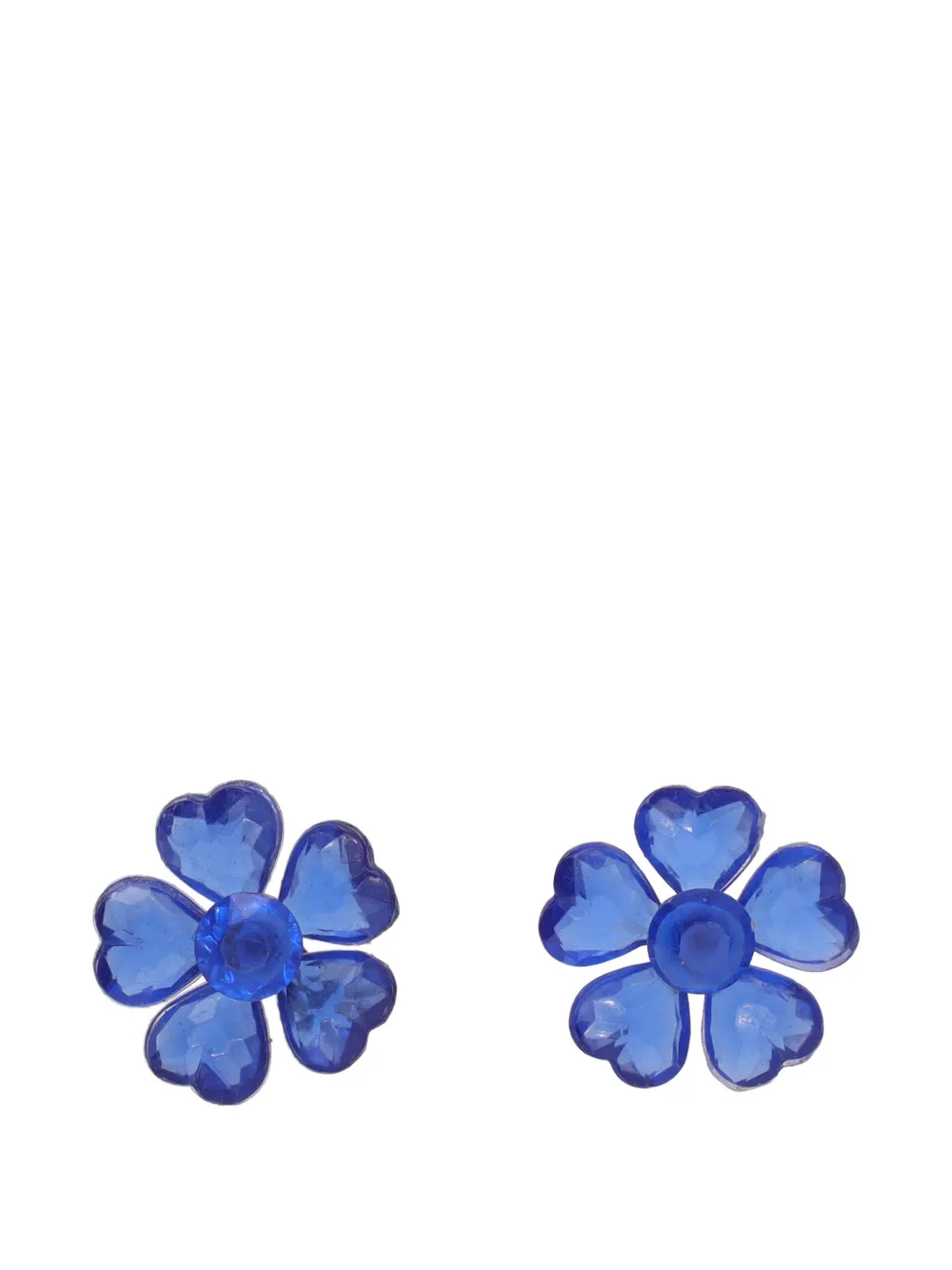 Vintage Flower-motif screw-back earrings - Blu