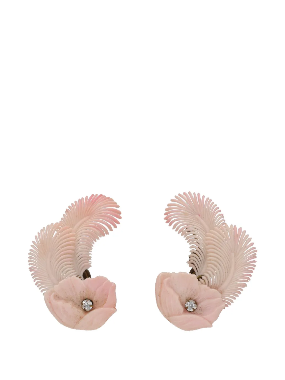 Vintage feather-detail clip-on earrings - Rosa
