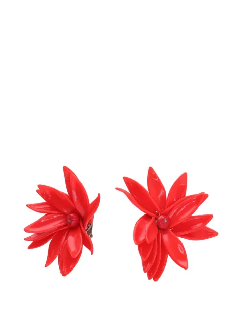 Vintage floral-motif clip-on earrings