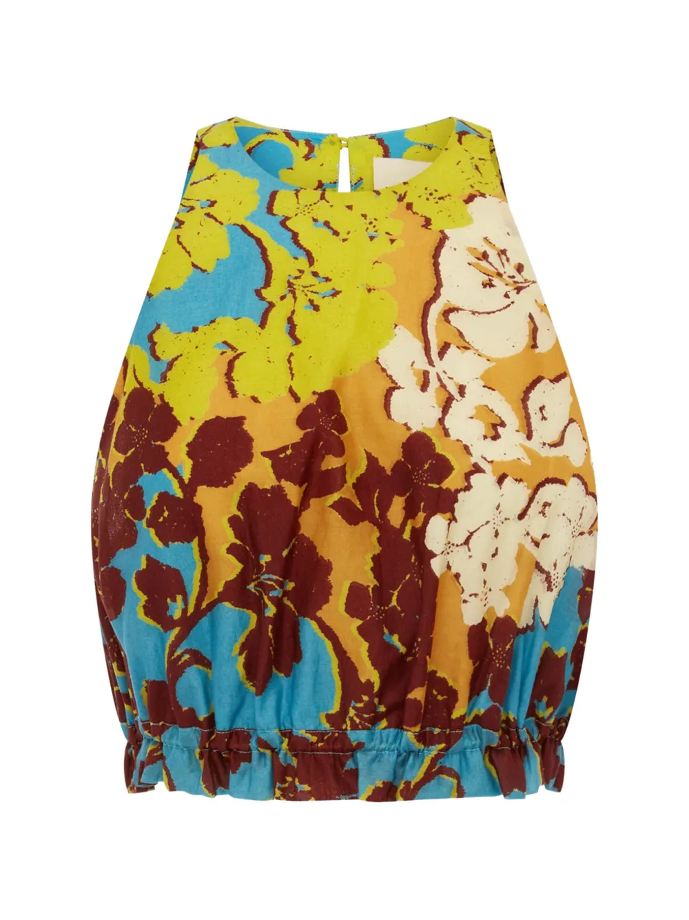 ALEMAIS Splice floral-print cropped top - Blu