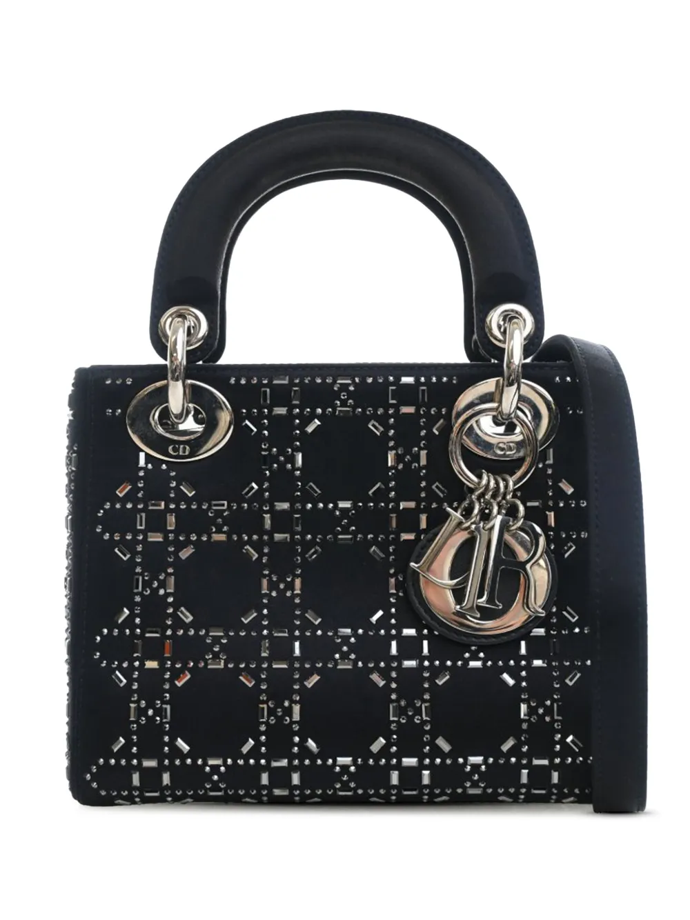 Christian Dior Pre-Owned 2017 Mini Satin Cannage Strass Crystal Embellished Lady Dior satchel - Blau