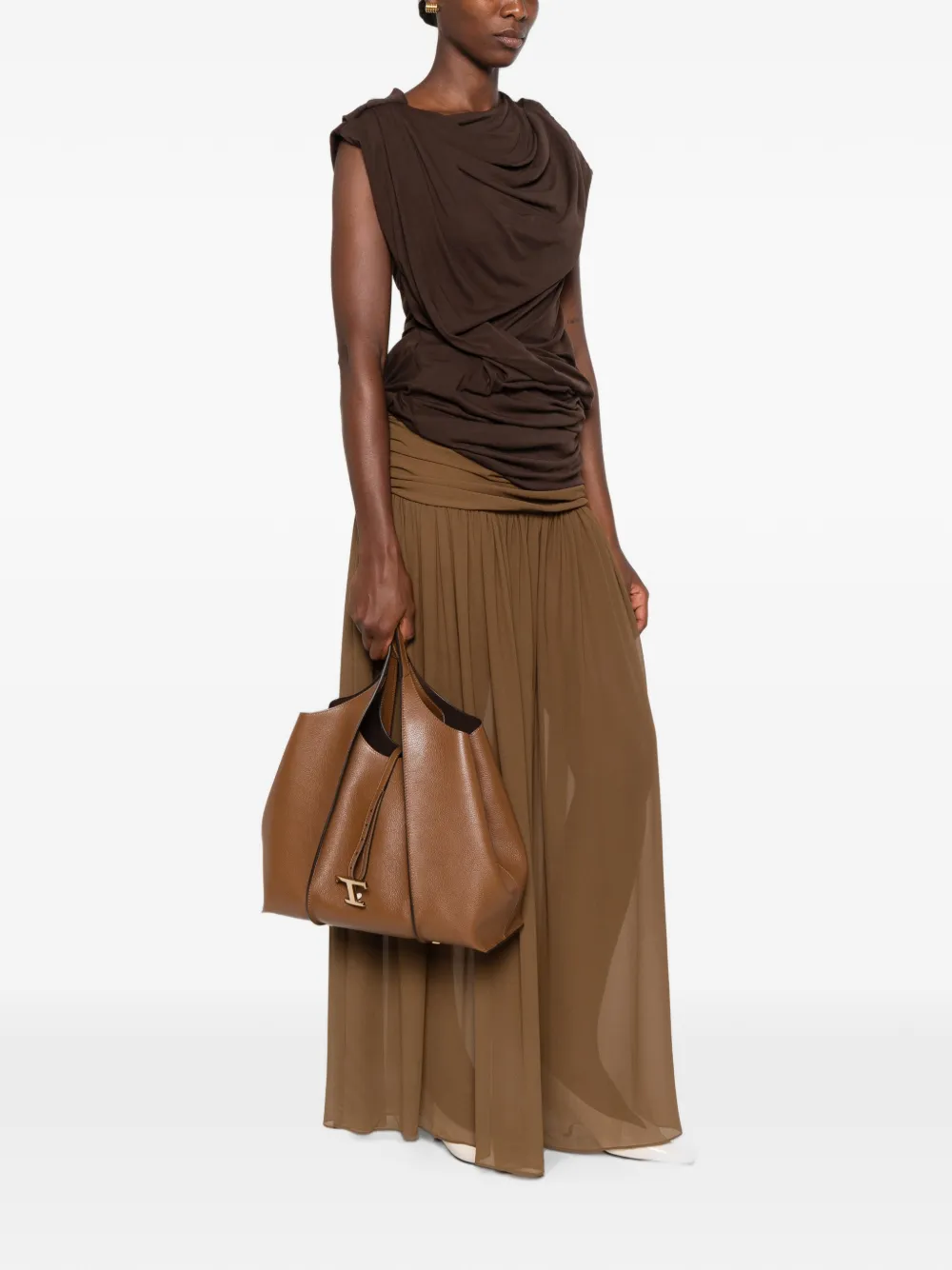 Tod's Medium T Timeless leren shopper Bruin