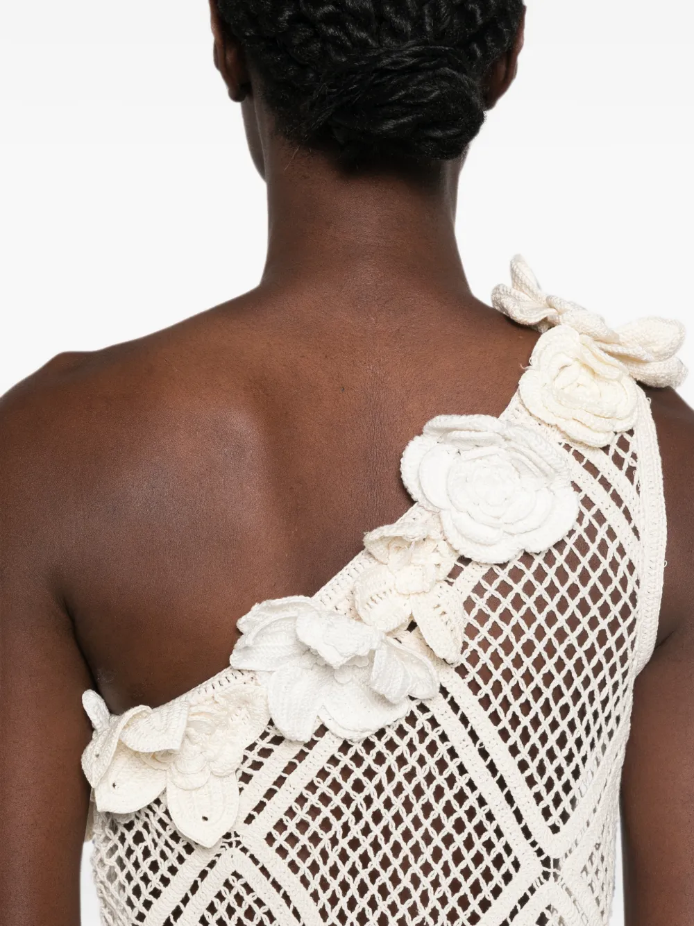 JW Anderson Asymmetrische gehaakte maxi-dress met bloemen Beige