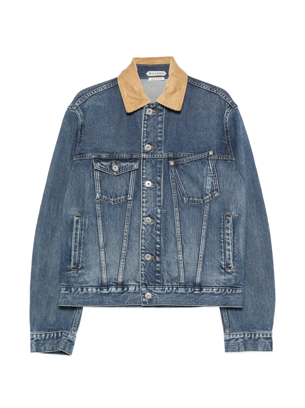 JW Anderson corduroy-collar denim jacket - Blau