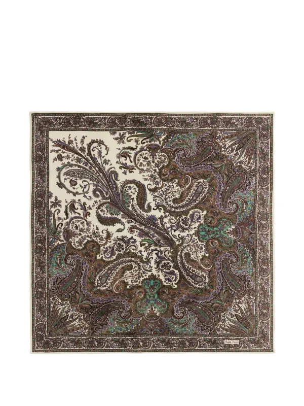 Ralph Lauren Collection Paisley Crepe De Chine Scarf in Brown
