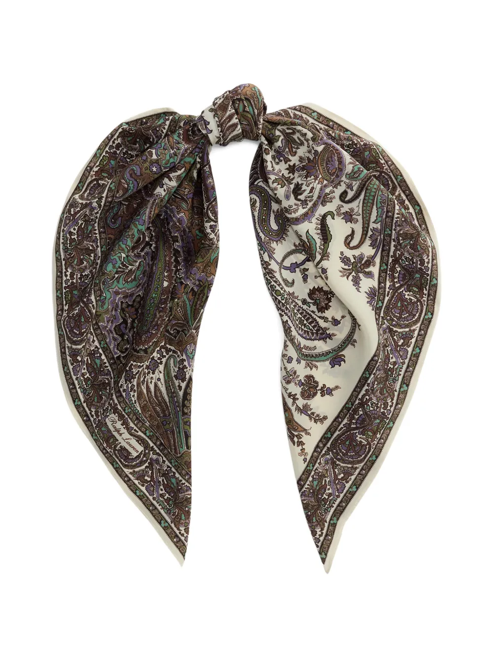 Ralph Lauren Collection Paisley Crepe De Chine Scarf in Brown, view 2