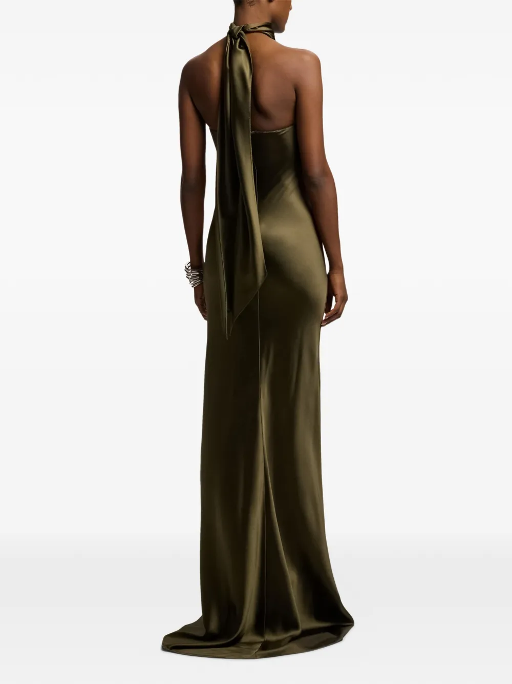 Ralph Lauren Collection Maxi-jurk met halternek Groen