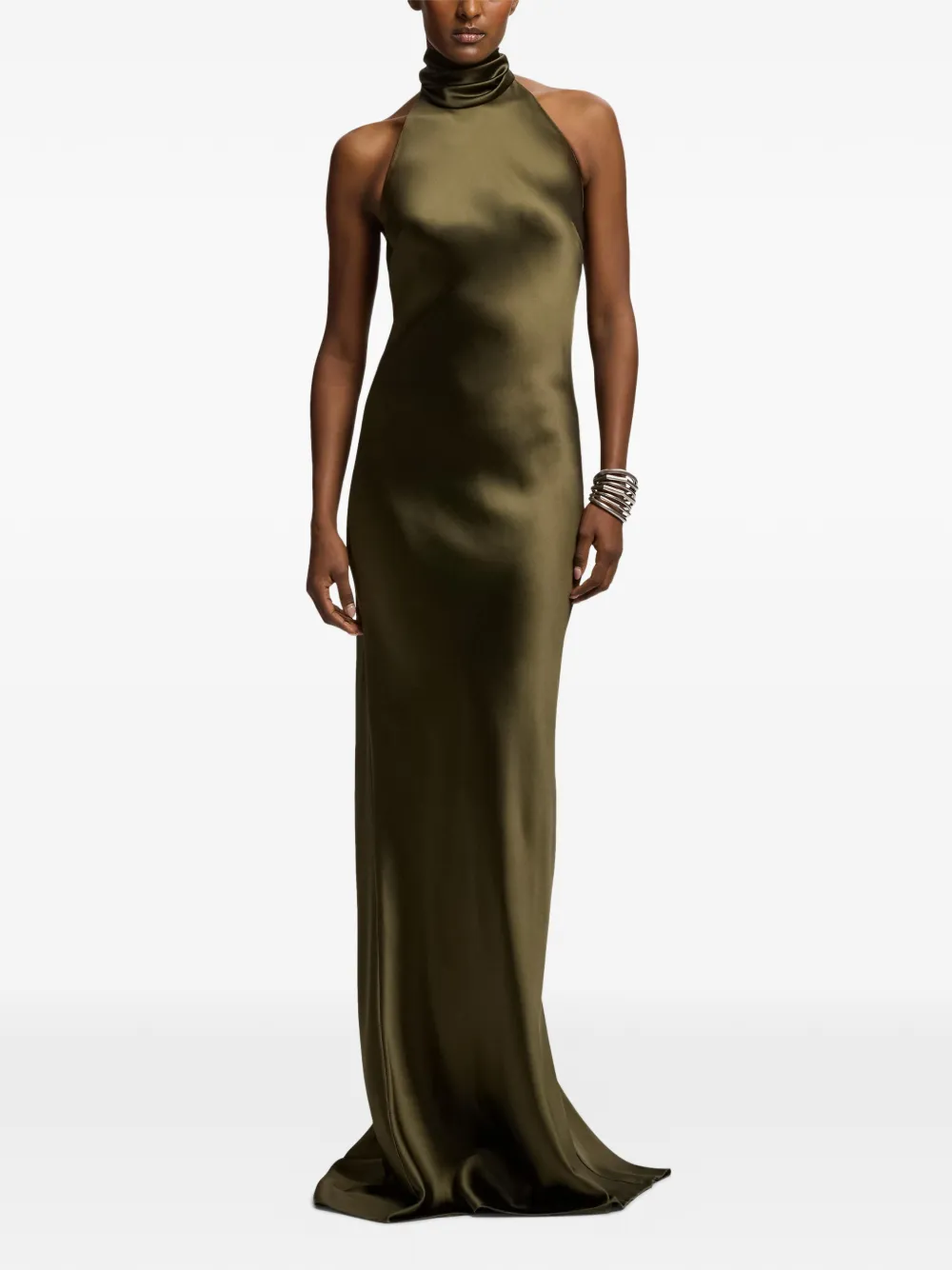 Ralph Lauren Collection Maxi-jurk met halternek Groen