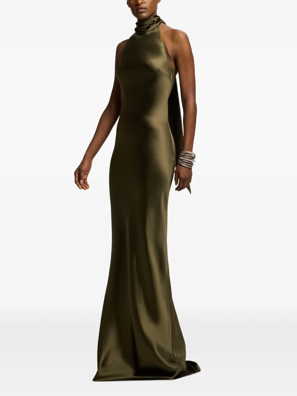 Ralph Lauren Collection Maxi-jurk met halternek Groen