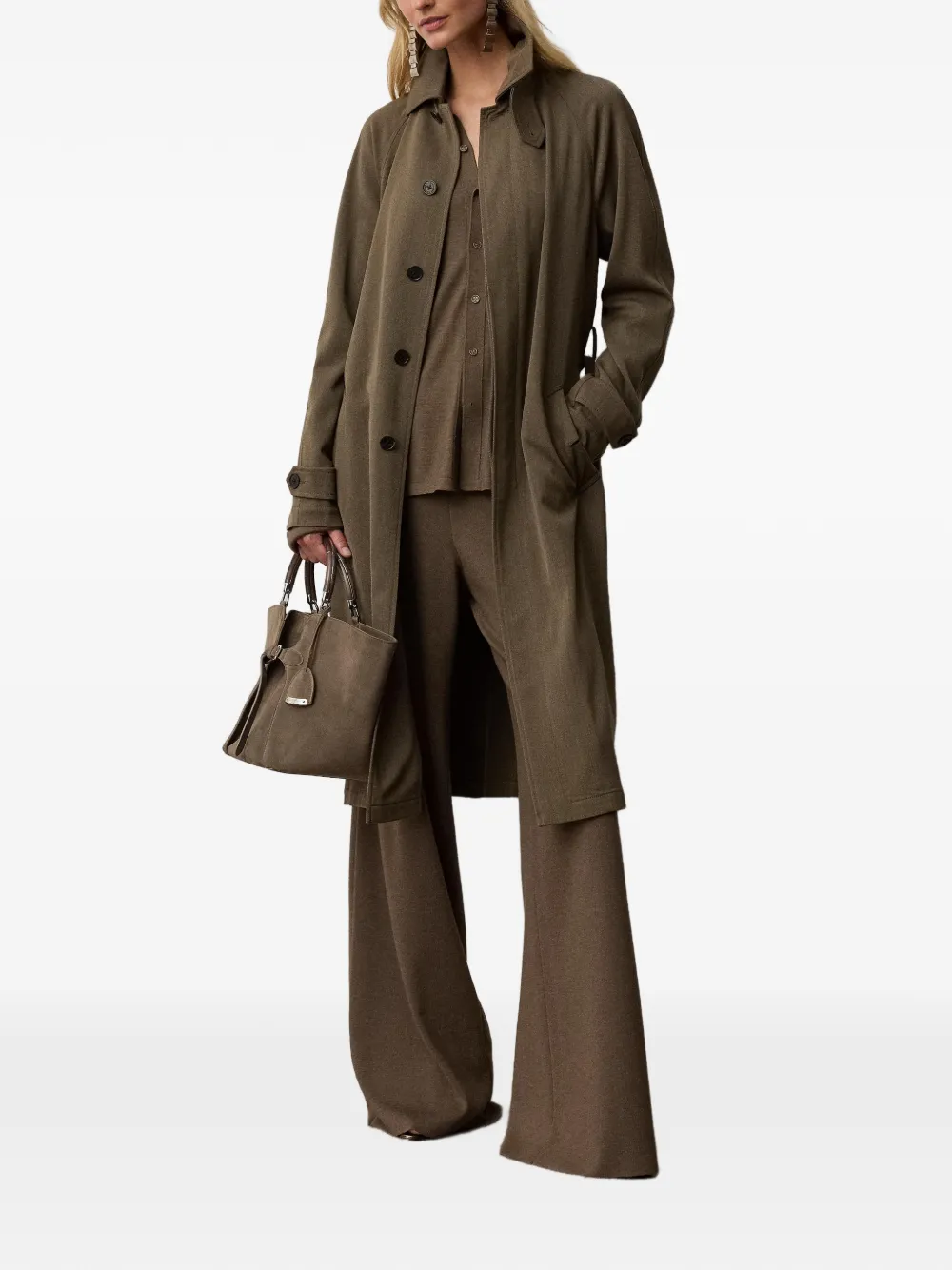 Ralph Lauren Collection Francesca fijngebreide broek met wijde pijpen Bruin