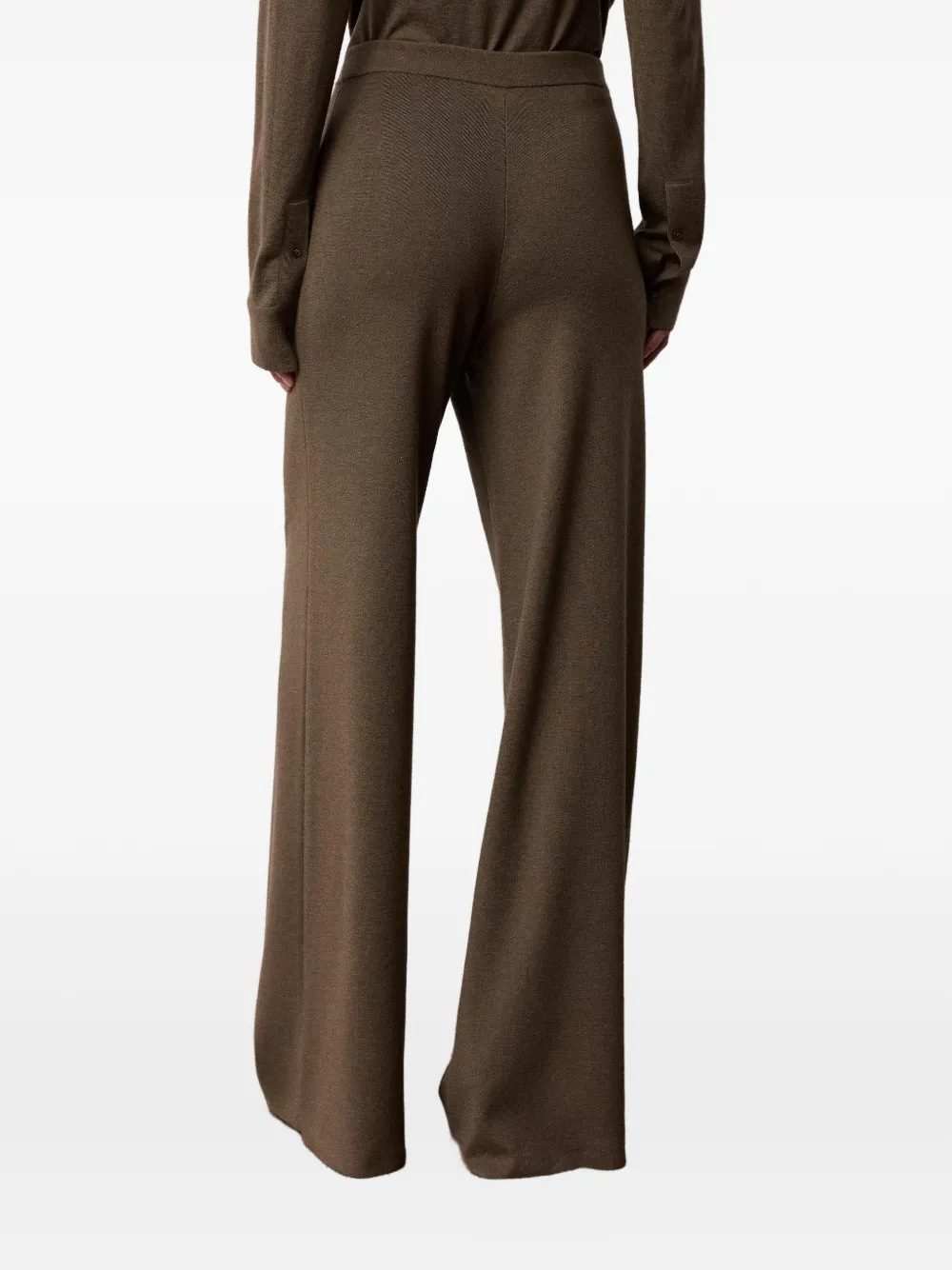 Ralph Lauren Collection Francesca fijngebreide broek met wijde pijpen Bruin