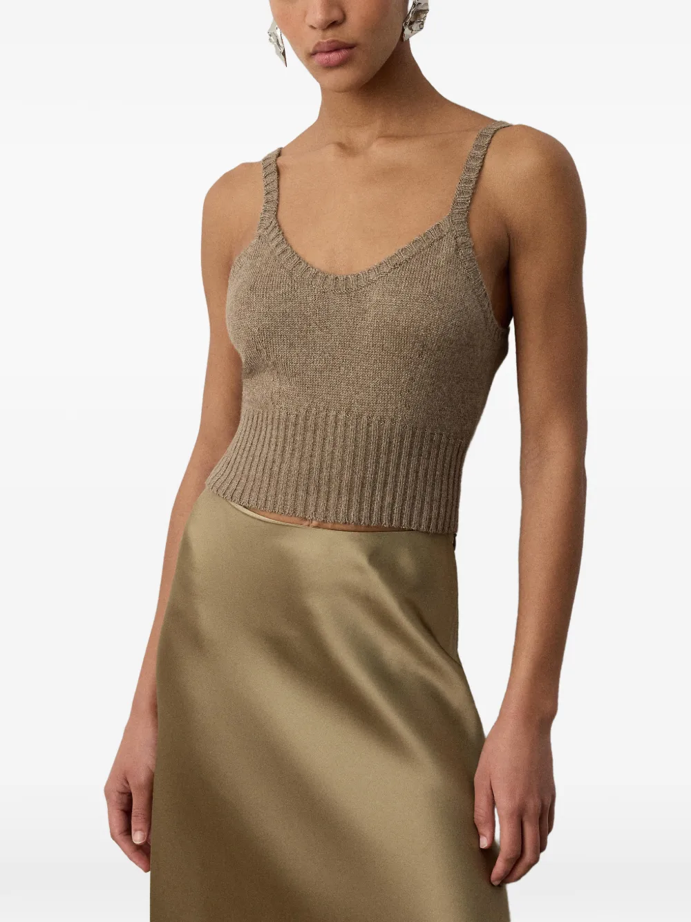 Ralph Lauren Collection Tanktop met geribbelde zoom Beige