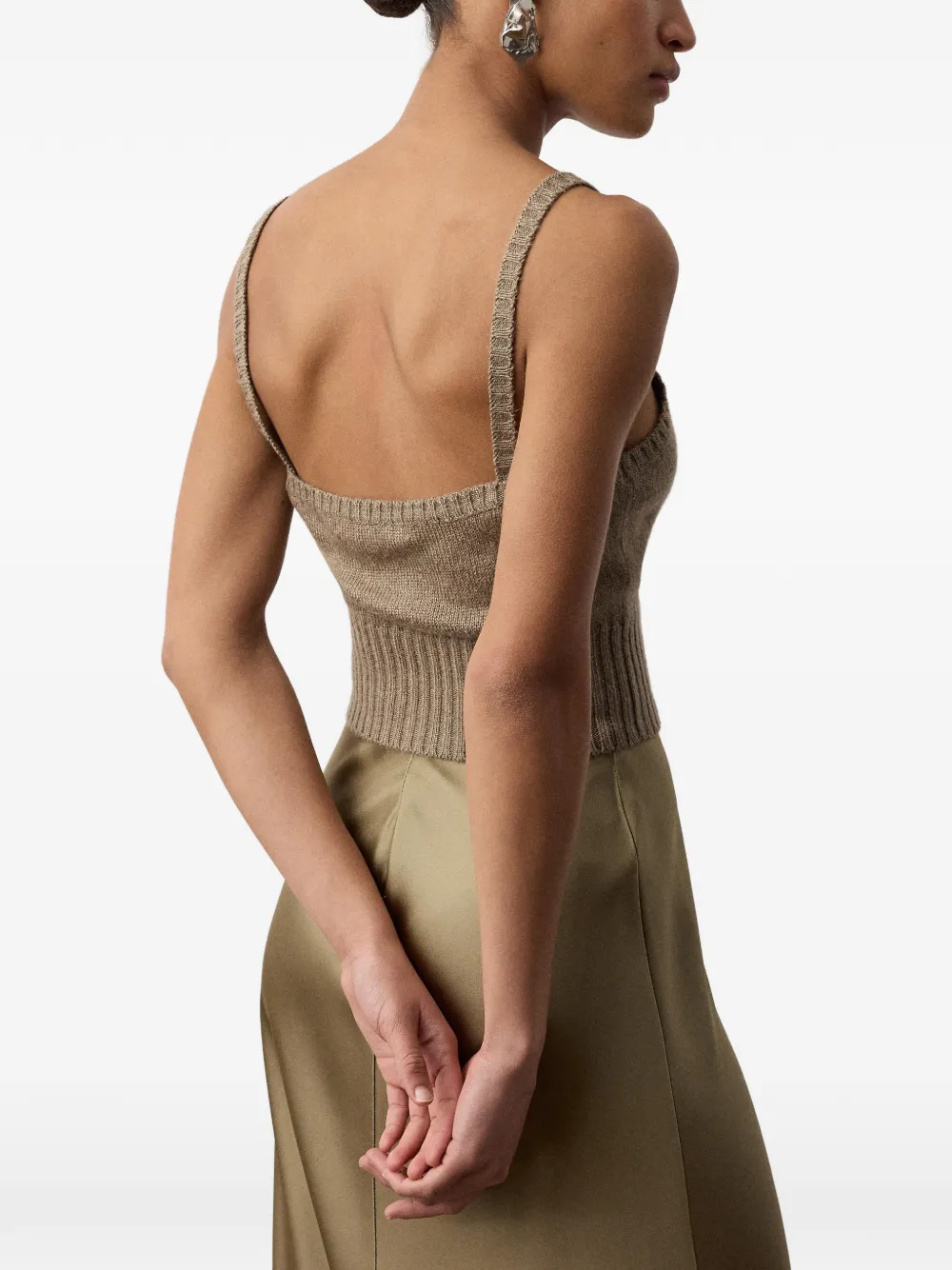 Ralph Lauren Collection Tanktop met geribbelde zoom Beige