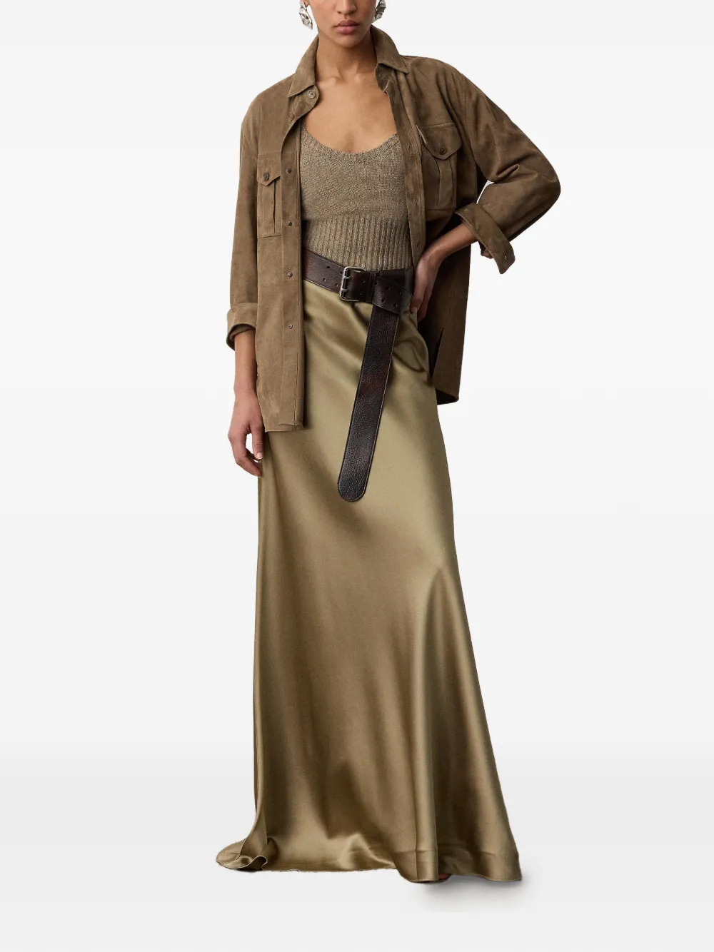 Ralph Lauren Collection Tanktop met geribbelde zoom Beige