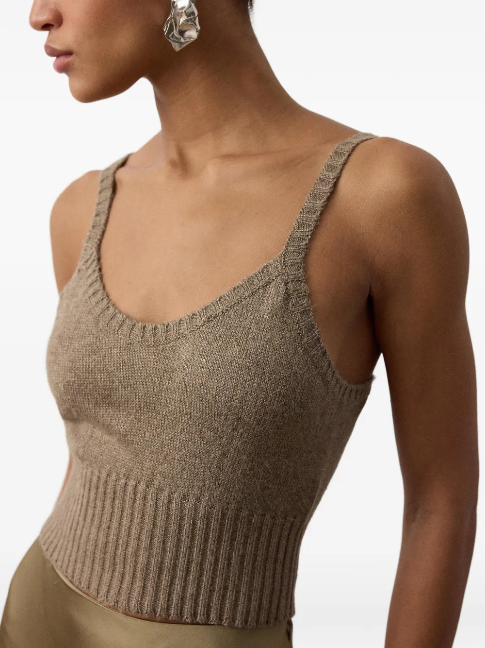 Ralph Lauren Collection Tanktop met geribbelde zoom Beige