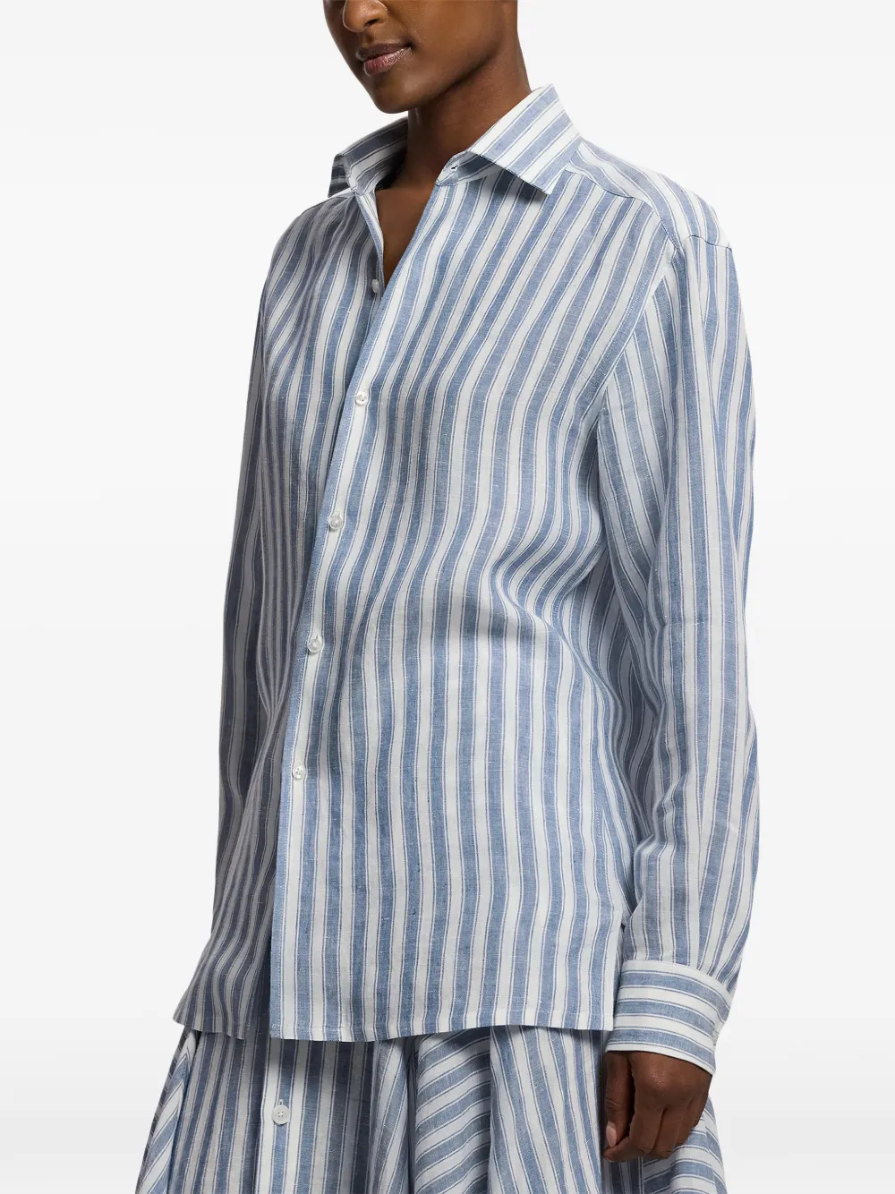 Ralph Lauren Collection Gestreepte Capri blouse Beige