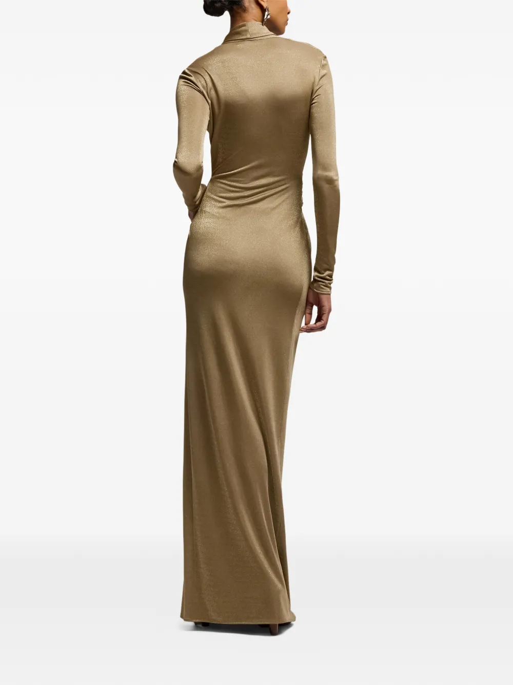 Ralph Lauren Collection Ashten metallic jersey maxi-jurk Goud