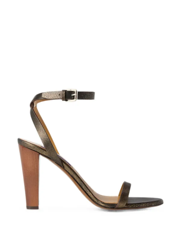 Ralph Lauren Collection Graison Strappy Leather Sandals in Gold