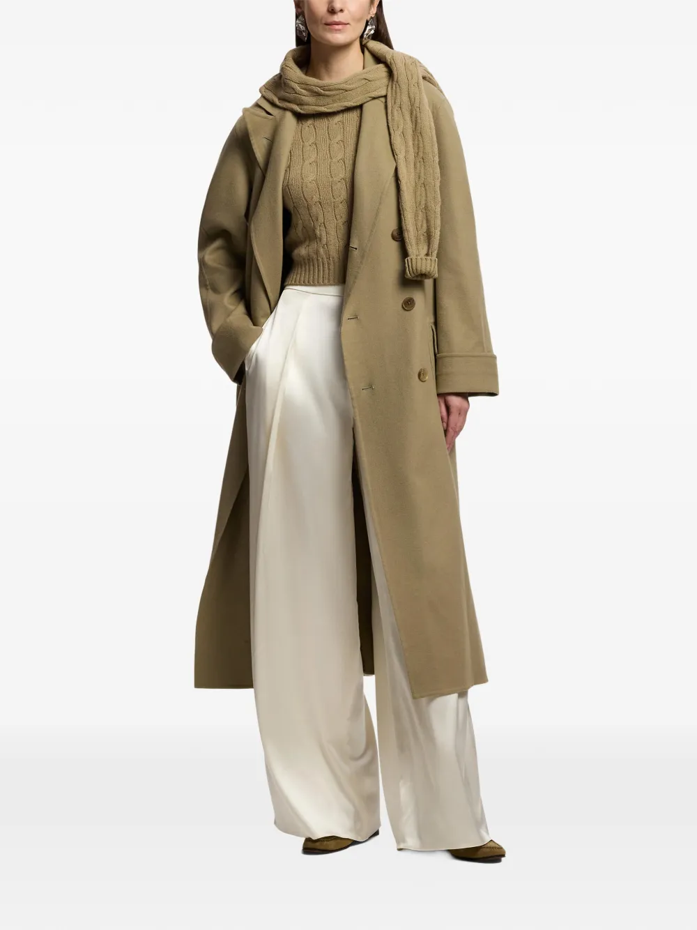 Ralph Lauren Collection Kabelgebreide trui met korte mouwen Bruin