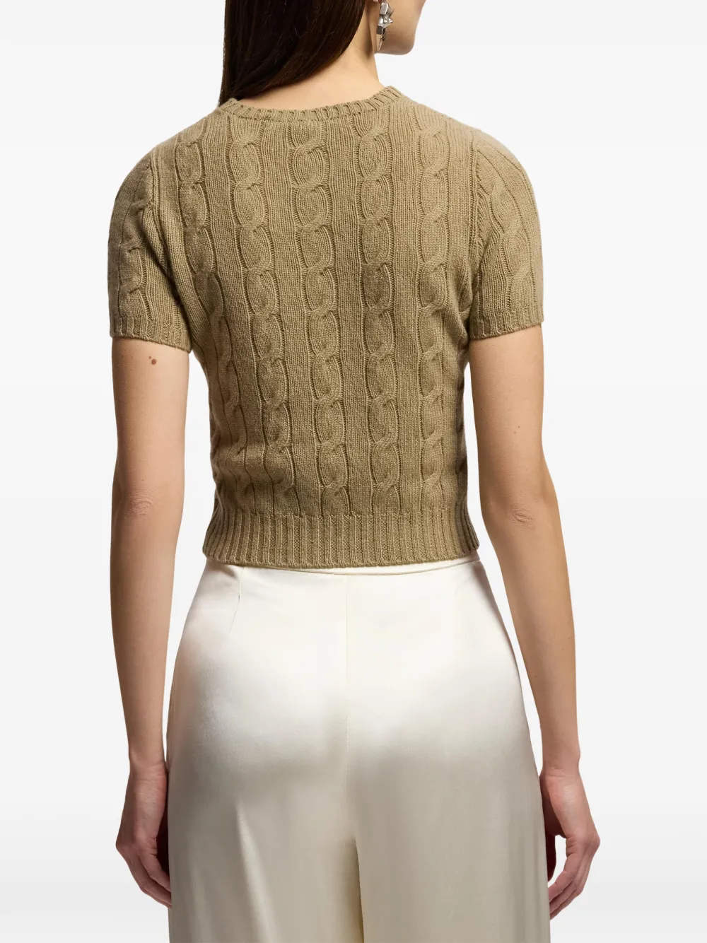 Ralph Lauren Collection Kabelgebreide trui met korte mouwen Bruin