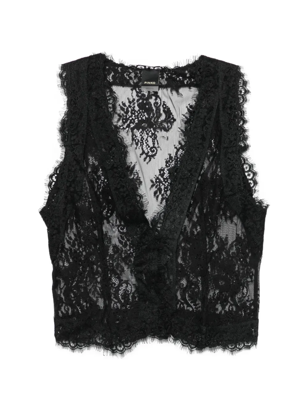 PINKO floral-lace waistcoat - Black
