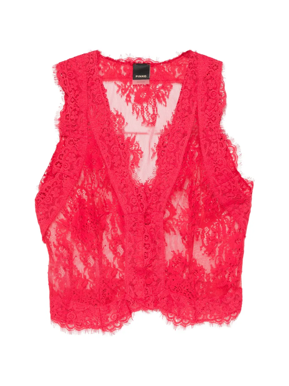 PINKO Grazioso lace-embroidered sleeveless jacket - Rosso
