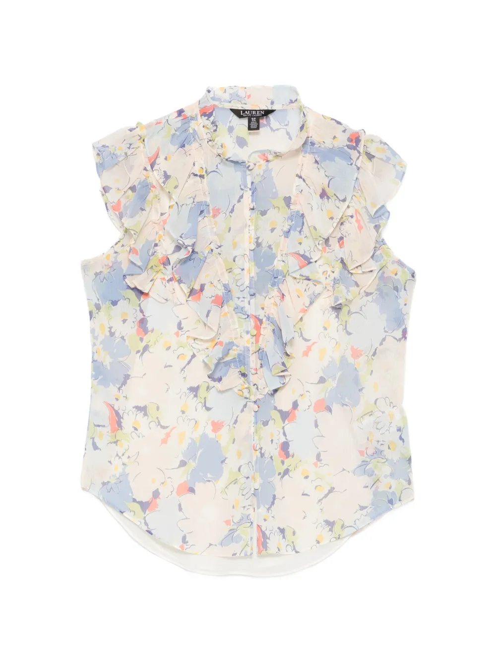 Lauren Ralph Lauren floral-print ruffled blouse - Blu
