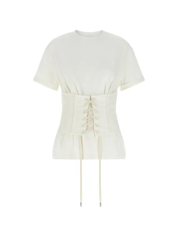 Alexander McQueen Corset T-shirt in Neutrals