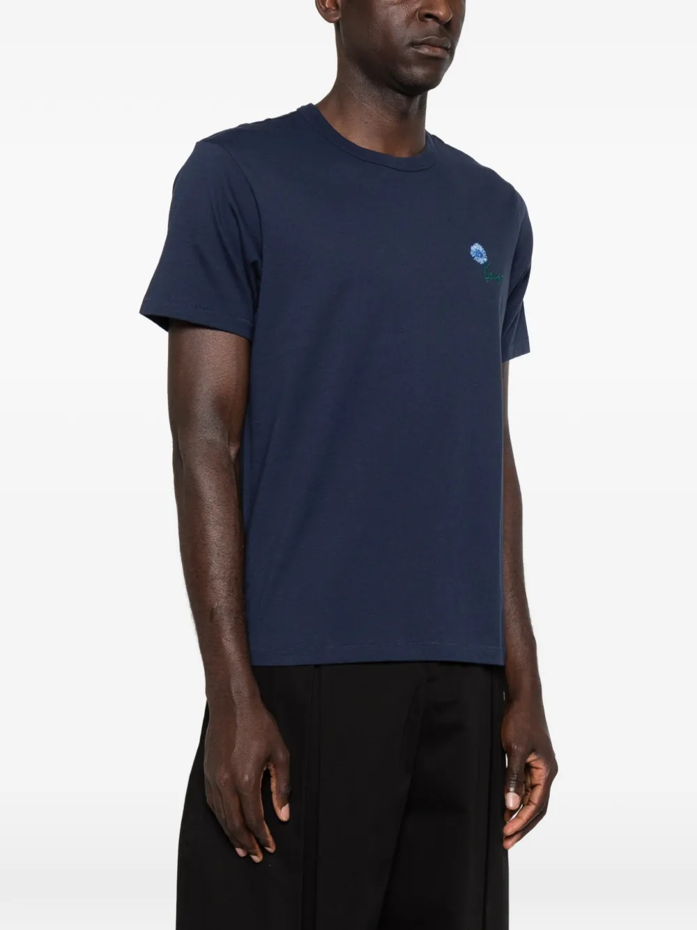 Kenzo T-shirt met geborduurde bloemen en logoprint Blauw